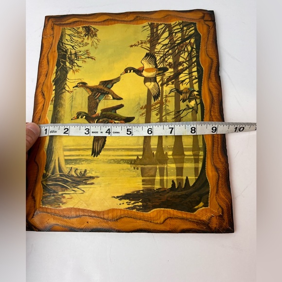 Wood Frame Mallard Ducks in Flight Wall Art Plaque 11.5" x 9.5" MCM - Picture 8 of 9